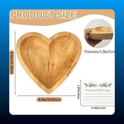 Wooden Heart Prayer Bowl with Cards