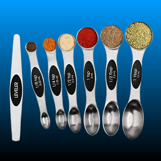 Stainless Steel Magnetic Spoons 7 Set with Leveler