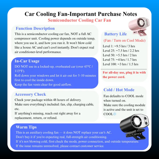 Clip-On Vehicle Fan