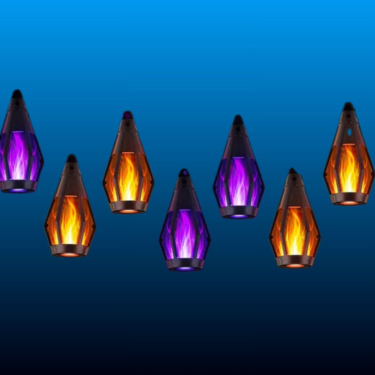 Solar Halloween Flame Lantern String Lights