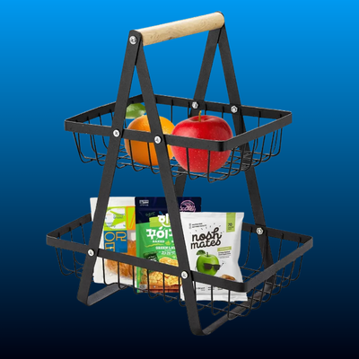 2 Tier Removable Tiers Metal Rectangle Basket