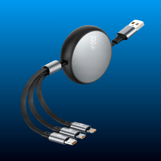 3 In 1 Retractable 6A 100W Super Fast Charging USB Cable