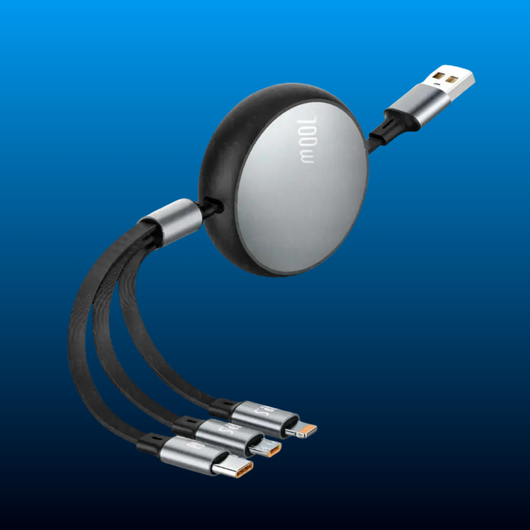 3 In 1 Retractable 6A 100W Super Fast Charging USB Cable