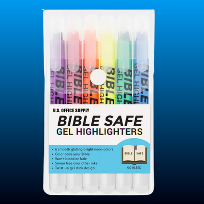 Bible Safe Highlighter Set of 6 Bright Flouresent Colors