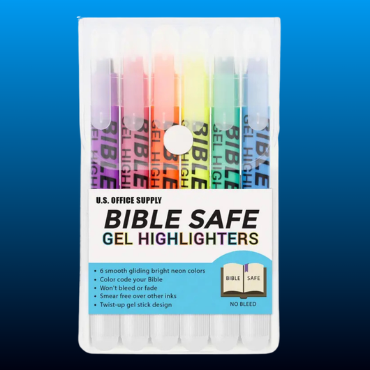 Bible Safe Highlighter Set of 6 Bright Flouresent Colors