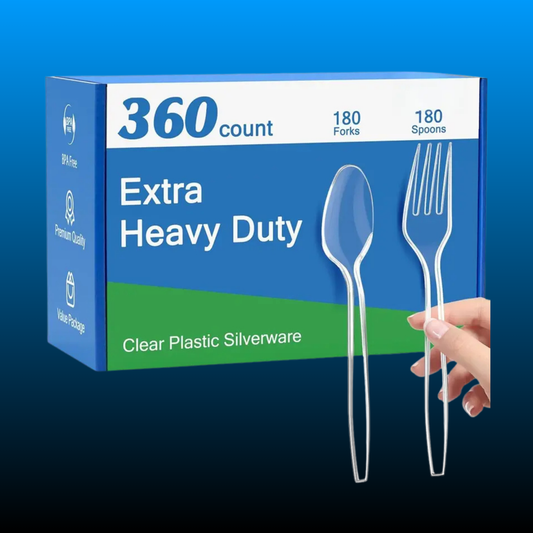 Heavy Duty Clear Plastic Spoon and Fork