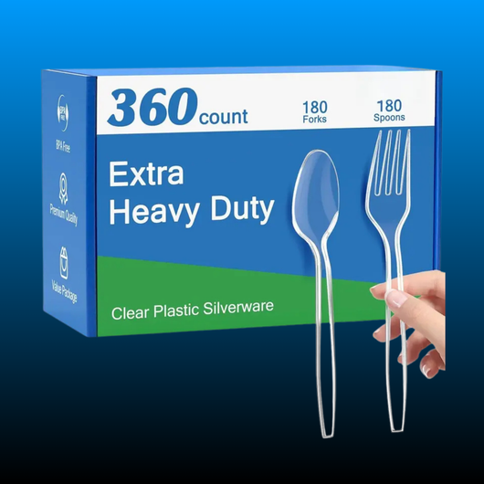 Heavy Duty Clear Plastic Spoon and Fork