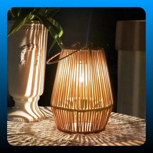 Handwoven Rattan Solar Lantern
