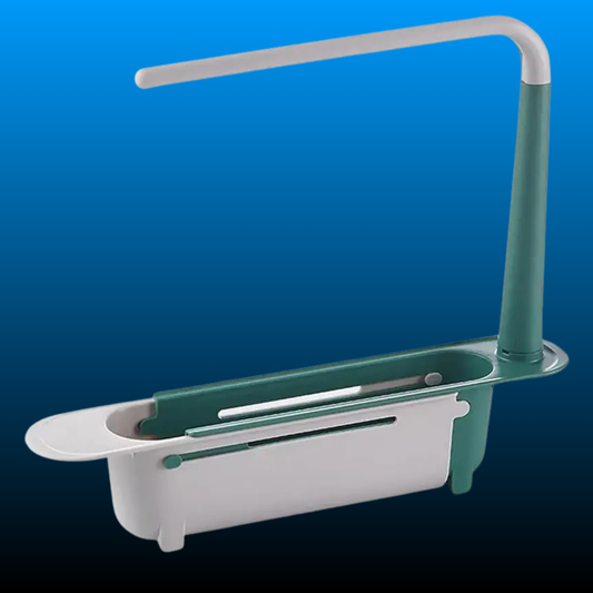 Adjustable Telescopic Sink Organizer with Cloth Hanging Rod