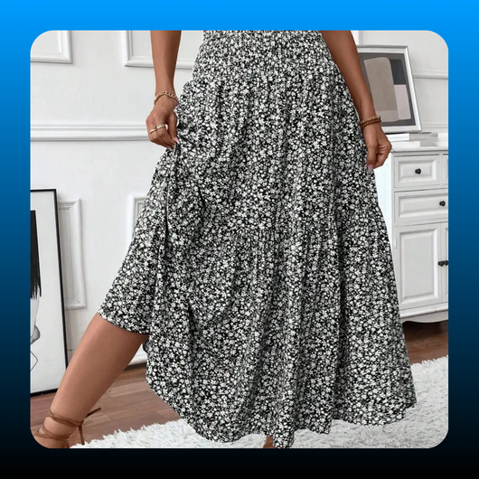 Women's Summer Vacation Style Ruffle Hem Floral Long Skirt