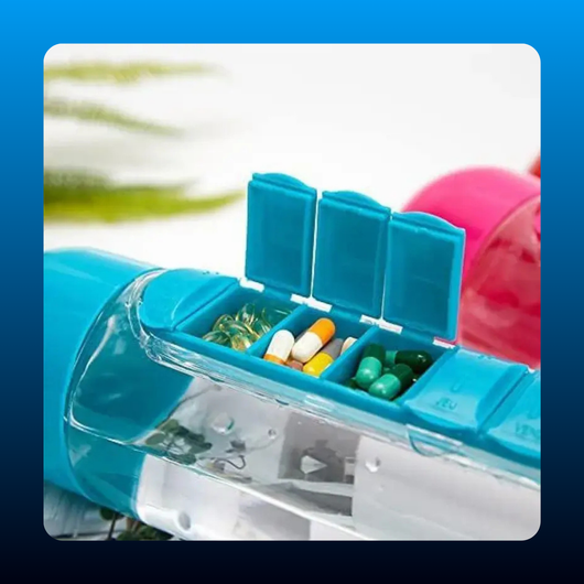 2-in-1 Water Bottle with Pill Organizer