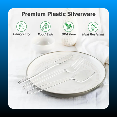 Heavy Duty Clear Plastic Spoon and Fork