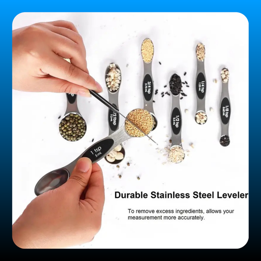 Stainless Steel Magnetic Spoons 7 Set with Leveler