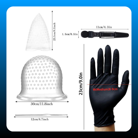 Silicone Hair Dyeing Cap with Gloves & Clips