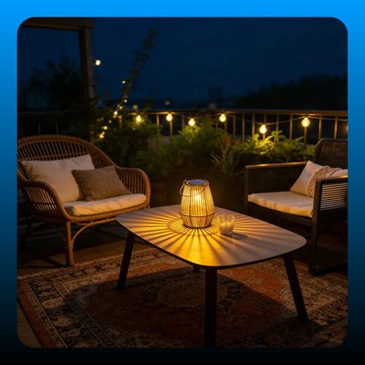 Handwoven Rattan Solar Lantern