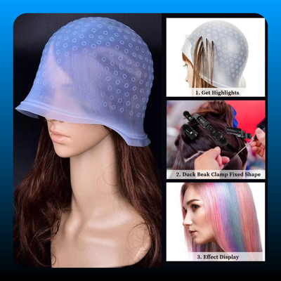 Silicone Hair Dyeing Cap with Gloves & Clips