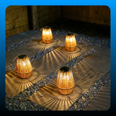 Handwoven Rattan Solar Lantern