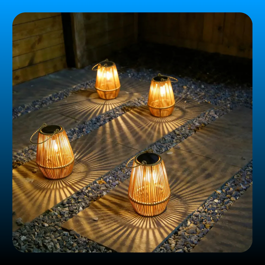 Handwoven Rattan Solar Lantern