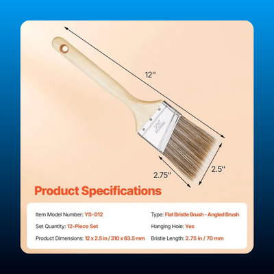 12-Piece Angle Paint Brush Set