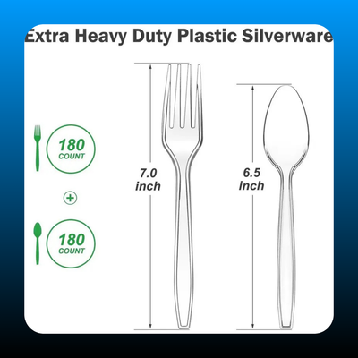 Heavy Duty Clear Plastic Spoon and Fork