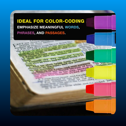 Bible Safe Highlighter Set of 6 Bright Flouresent Colors