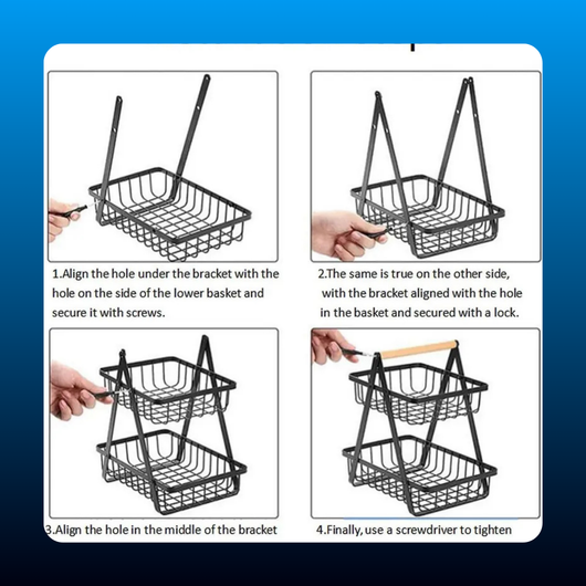 2 Tier Removable Tiers Metal Rectangle Basket