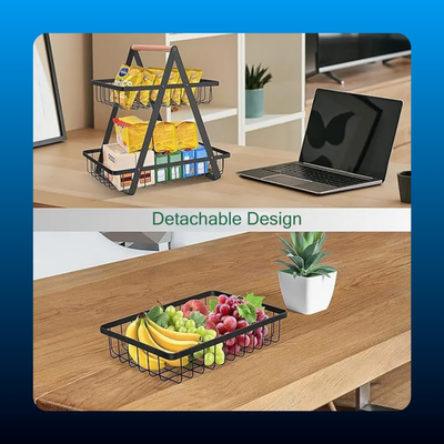 2 Tier Removable Tiers Metal Rectangle Basket