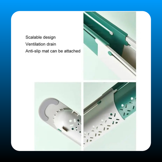 Adjustable Telescopic Sink Organizer with Cloth Hanging Rod