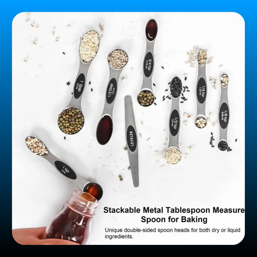 Stainless Steel Magnetic Spoons 7 Set with Leveler