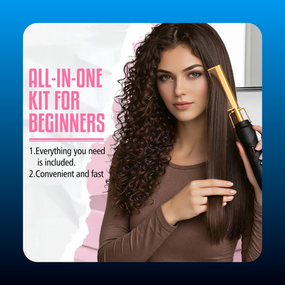 Electric Hot Comb Hair Straightener Set