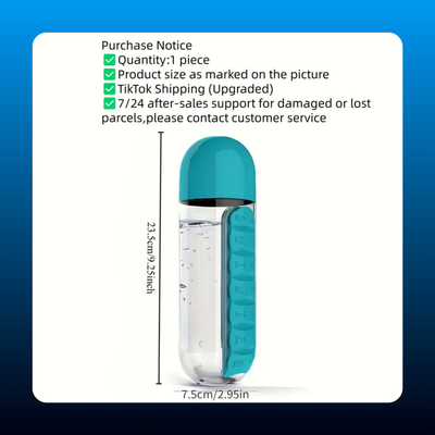 2-in-1 Water Bottle with Pill Organizer