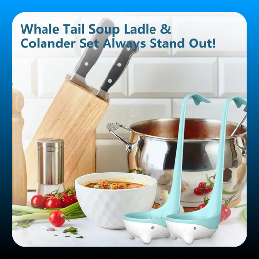 Whale-Shaped 2-in-1 Soup Ladle and Colander Set