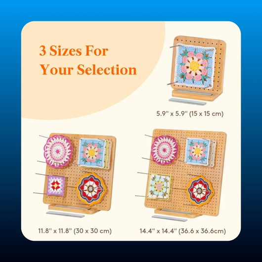Bamboo Crochet Blocking Board with Stackable Pegs & Long Steel Pins