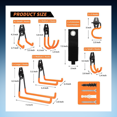 Heavy Duty Garage Wall Hooks Set
