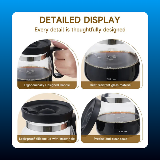Glass Coffee Mug with Lid and 2 Coasters