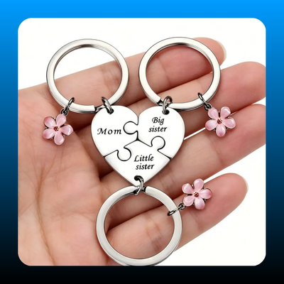 Mother Daughter Jigsaw Keychain Set