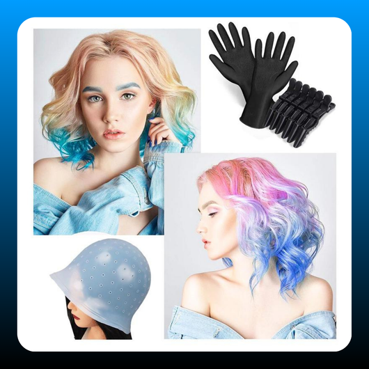 Silicone Hair Dyeing Cap with Gloves & Clips