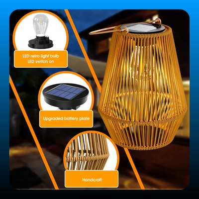 Handwoven Rattan Solar Lantern