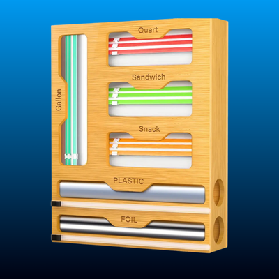 6-In-1 Bamboo Kitchen Drawer Organizer with Cutter