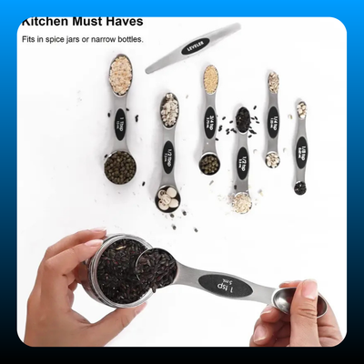 Stainless Steel Magnetic Spoons 7 Set with Leveler