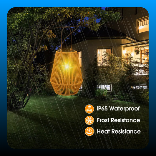 Handwoven Rattan Solar Lantern