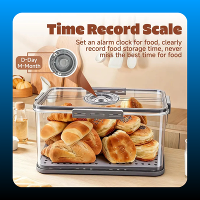 Airtight Bread Box with Time Recording Dial
