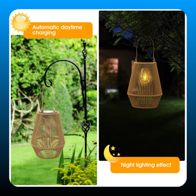 Handwoven Rattan Solar Lantern