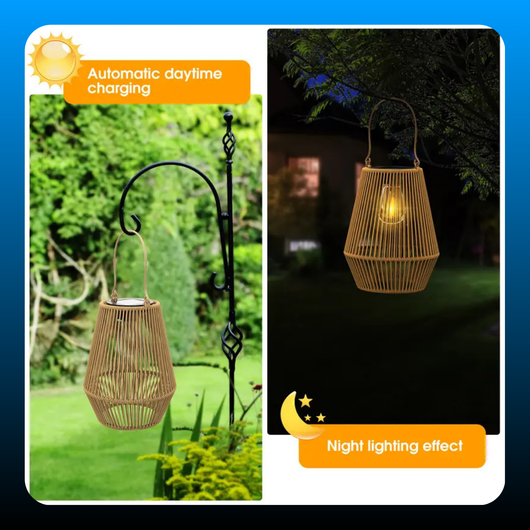 Handwoven Rattan Solar Lantern