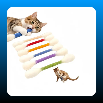 6 Pack Giant Cotton Swab Shaped Felt Cat Chew Toys