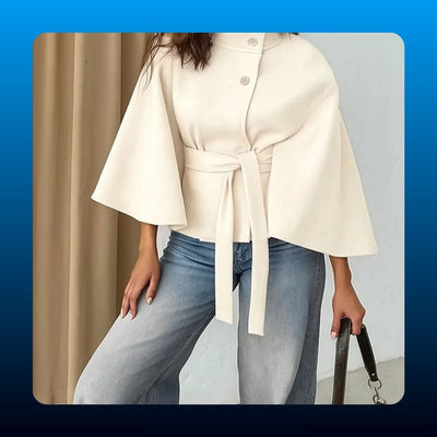 Belted Woolen Cape Coat