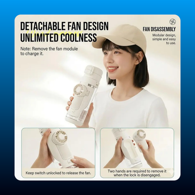 2-in-1 Portable Water Bottle with Detachable Fan
