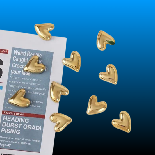10pcs Refrigerator Golden Heart Magnets