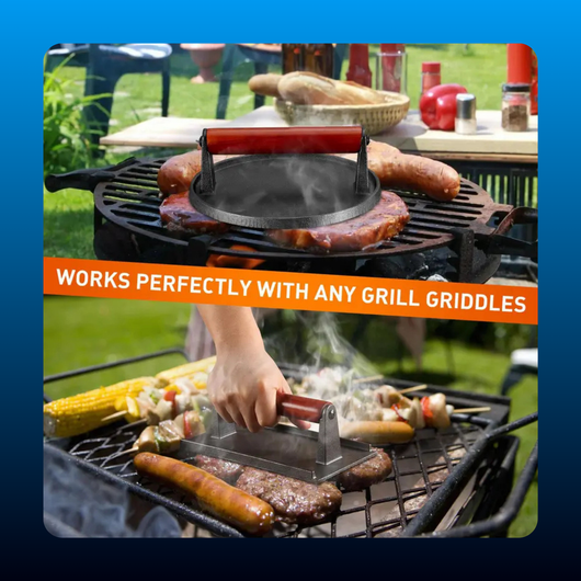 Heavy Duty Cast Iron Burger & Bacon Press Set