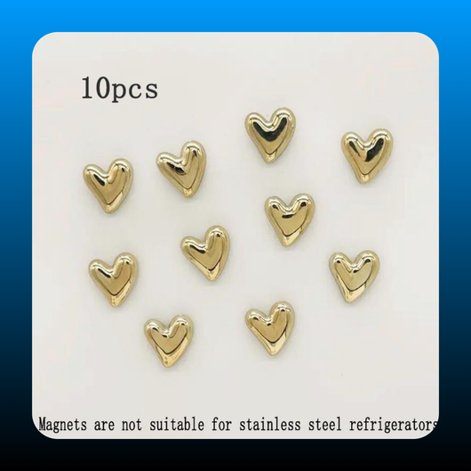 10pcs Refrigerator Golden Heart Magnets